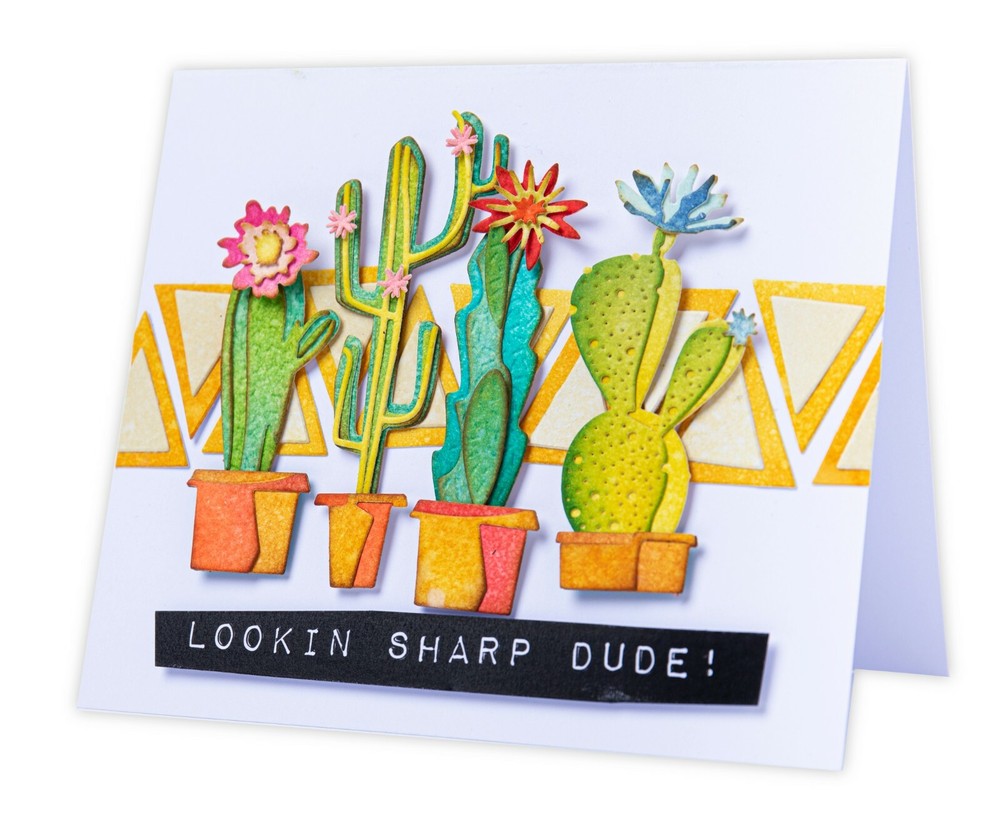 Sizzix Thinlits Funky Cactus 9PC set #665365 Retail $19.99 by Tim Holtz