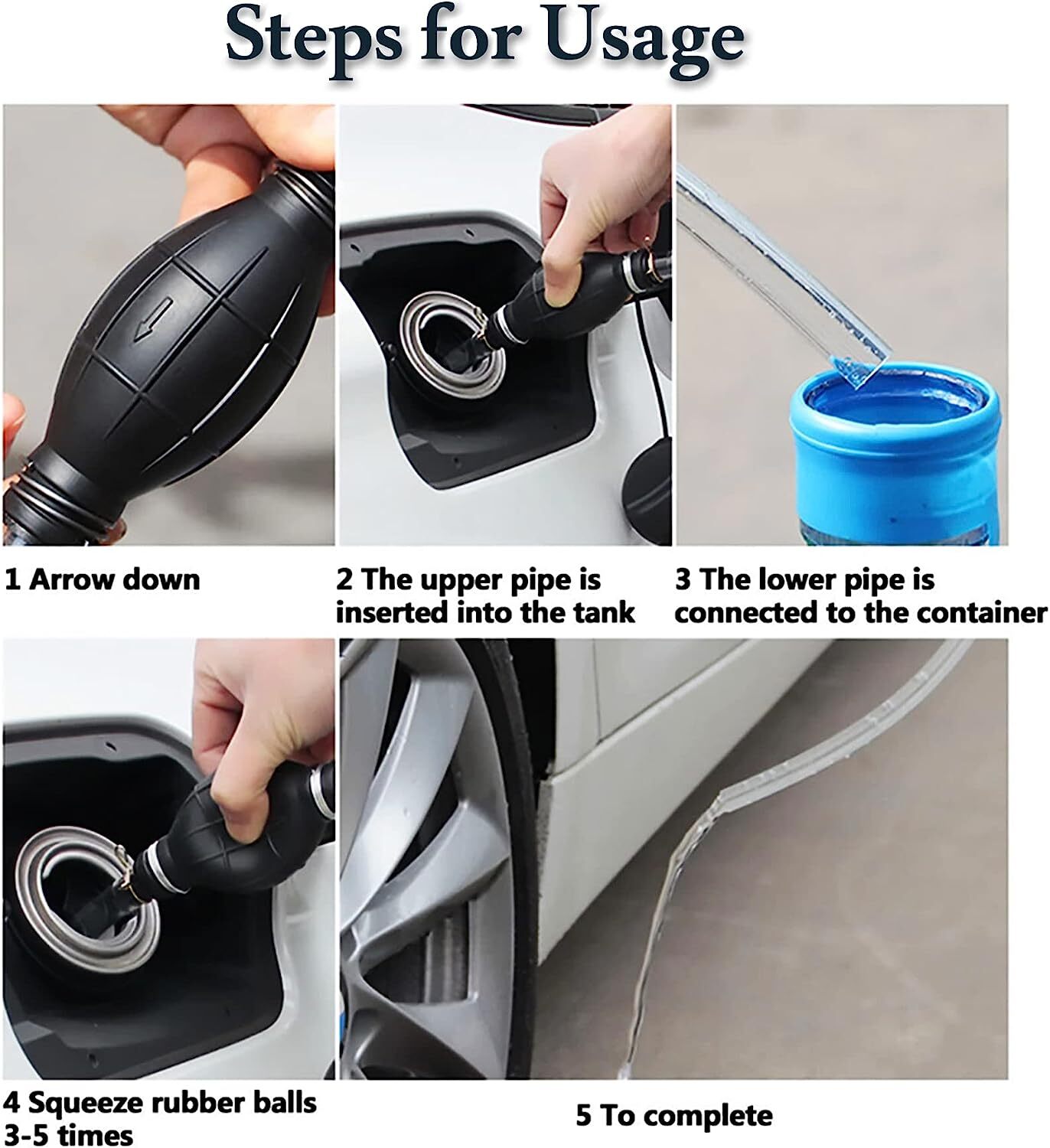 2pcs Hand Primer Bulb Outboard Car Marine Boat Gas Fuel Line Pump All Fuels 1/4"