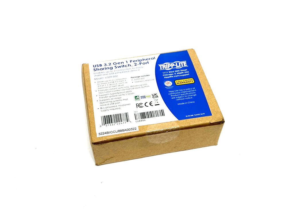 Tripp Lite U359-002 USB 3.2 Gen 1 Peripheral Sharing Switch 2-Port