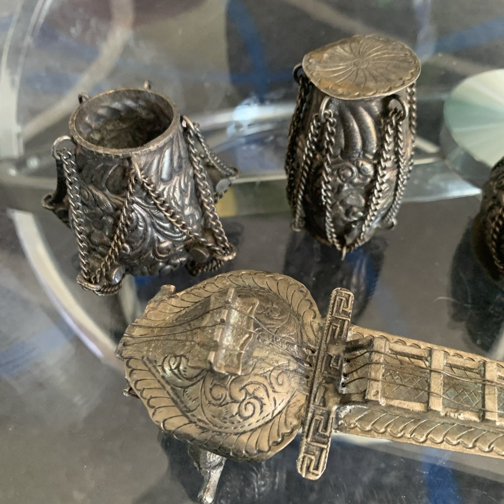 Middle Eastern Stash Pill Containers Tray Resemble Drums Sitar