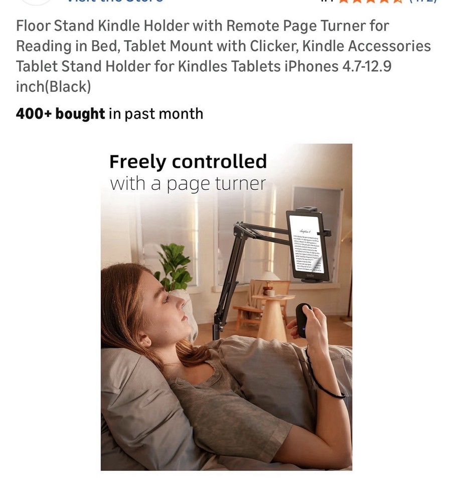 Floor Stand Tablet & E-Reader Holder, Remote Control, Adjustable, Universal, Bl…