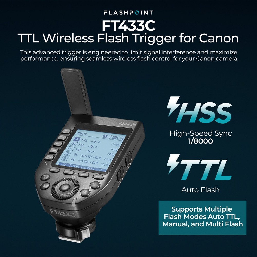 Flashpoint FT433C TTL Wireless Flash Trigger for Canon