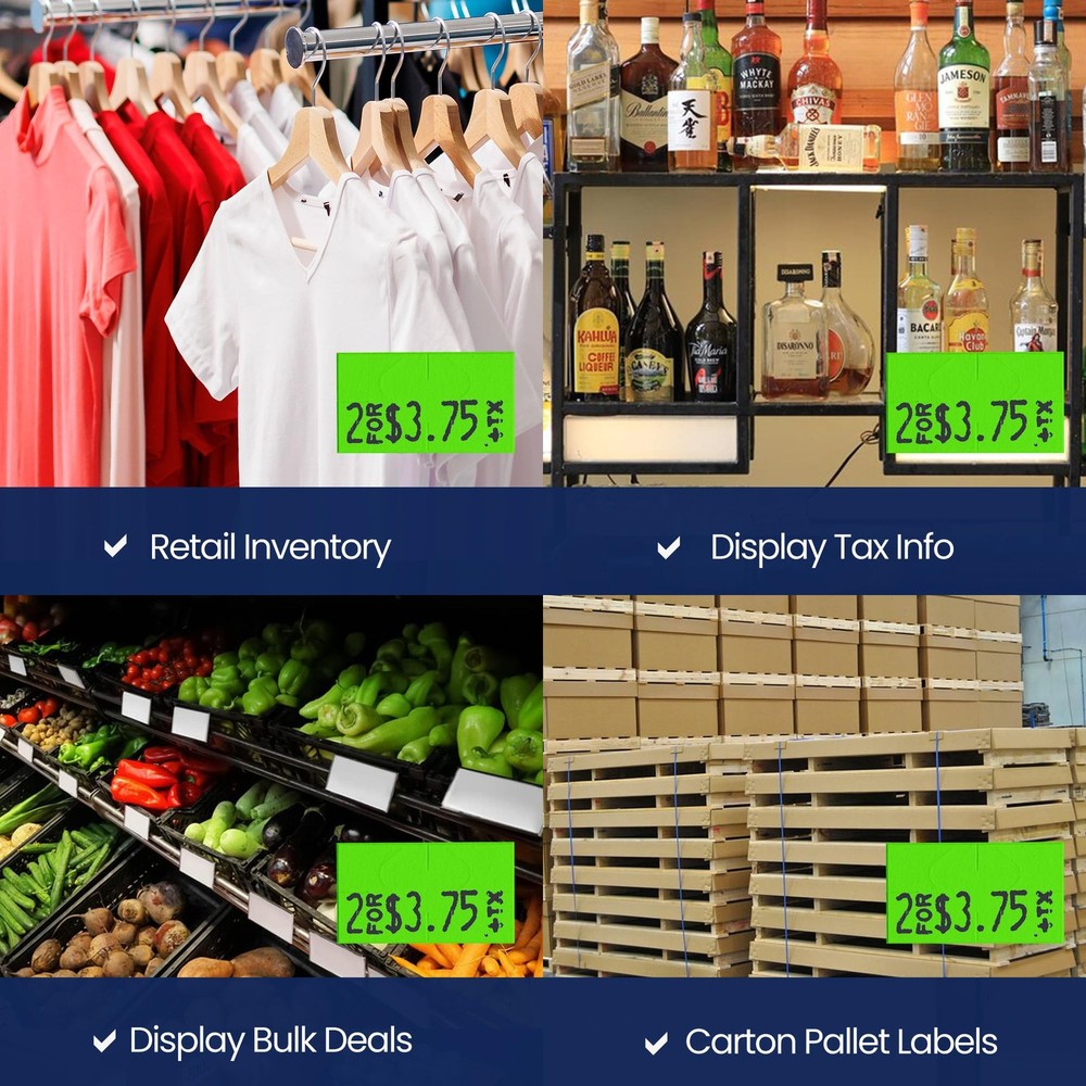 Perco Fluorescent Green Pricing Labels for 1 Sleeve,