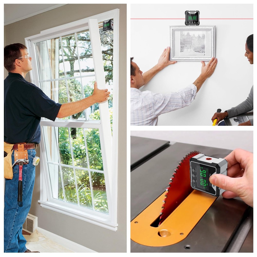 JUSTOOL Magnetic Digital Angle Finder, Level Box Angle Finder Protractor with...