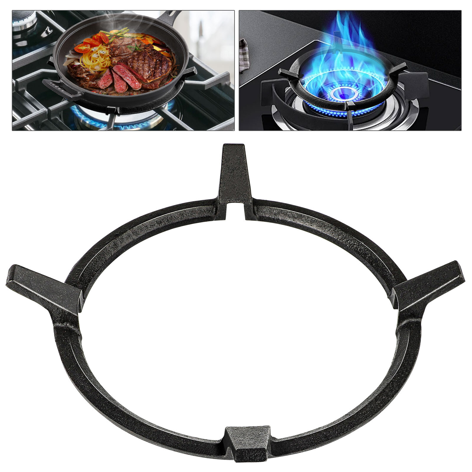 8.4'' Wok Ring Non-slip Black Cast Iron Stove Stand for Kitchen Wok Support Ring