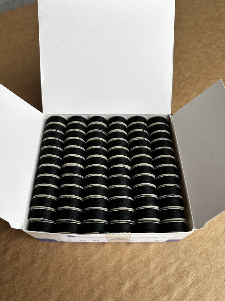 Coats Prewound Bobbins Size L 144pcs Black Tex30 Epic Poly Corespun B55