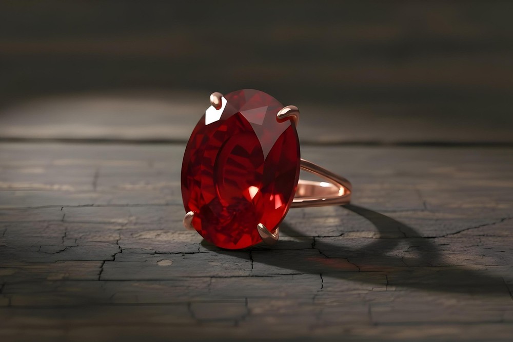 Oval Ruby Ring Anemone Jewelry 14k Gold Vertical Setting Engraved Gift