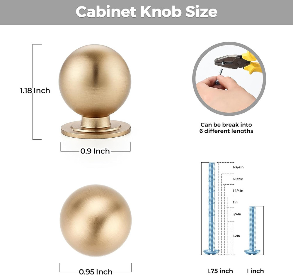 4 Pack Champagne Bronze Cabinet Knobs, round Dresser Knobs, Ball Kitchen Cabinet