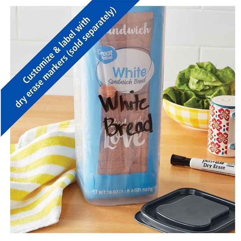 Bread Storage Container Plastic Freshness Keeper Clear Gray Lid Durable Compact