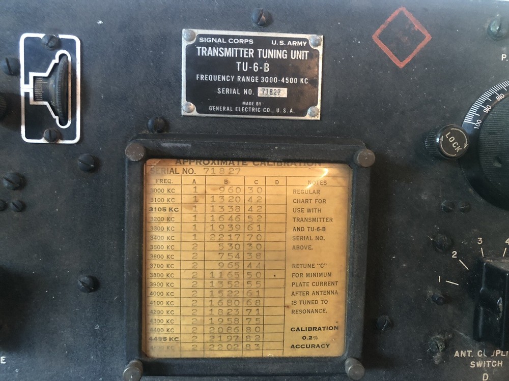 General Electric transmitter TU-6-B radio CS-48 US ARMY military Ham Radio??