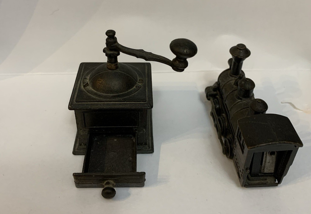 Enesco Die-Cast Train Engine and coffee grinder Pencil Sharpener