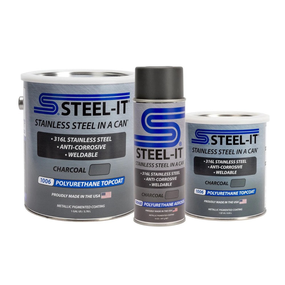 STEEL-IT 1006B Polyurethane Protective Spray 14oz Can - Charcoal - 5 Pack
