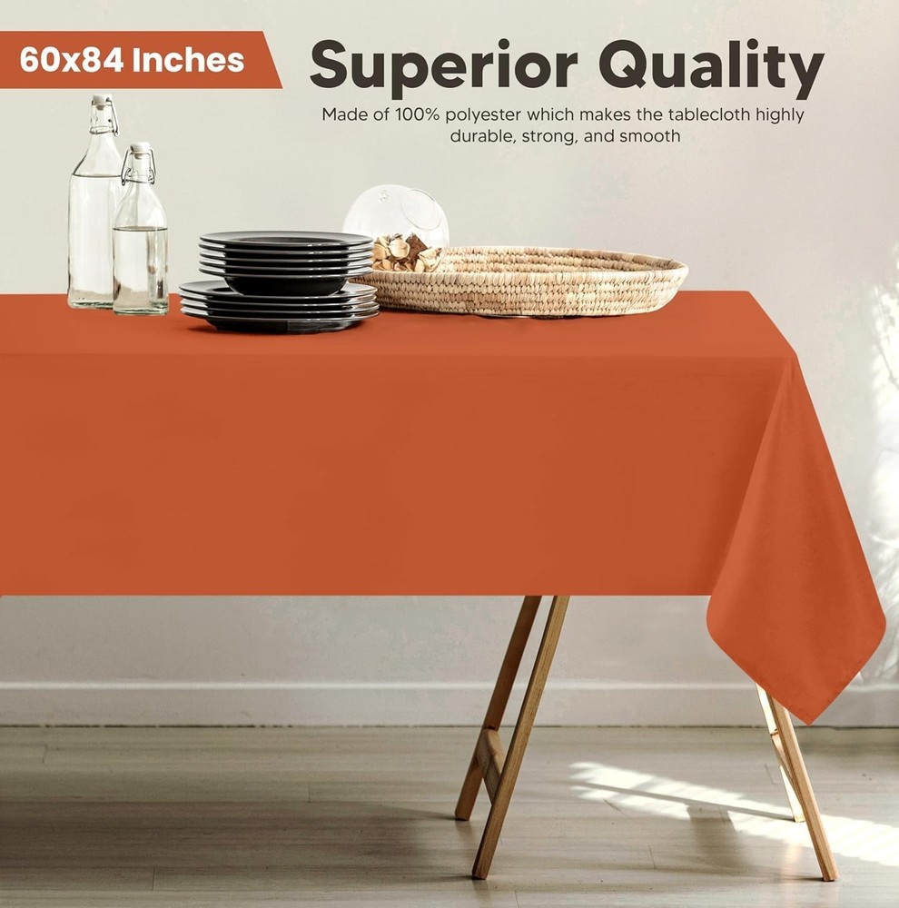Orange Rectangular Table Cover 60x84 Inches Polyester Stain Resistant for Events