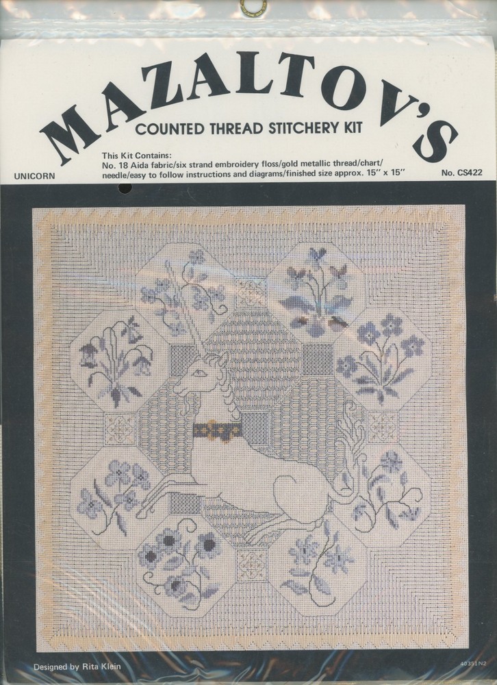 Mazaltov's Open Canvaswork Unicorn Counted Canvas Needlework Kit