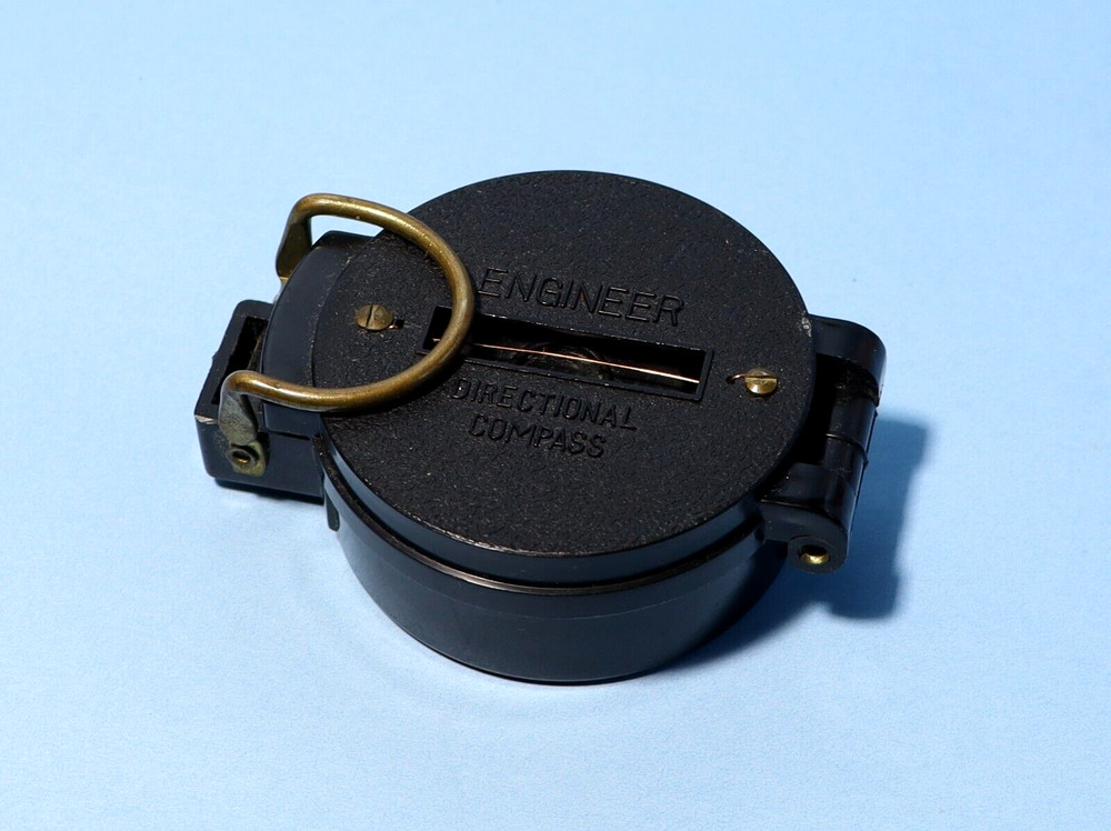 Vintage Engineer Directional Compass Black Plastic Folding Case #JC