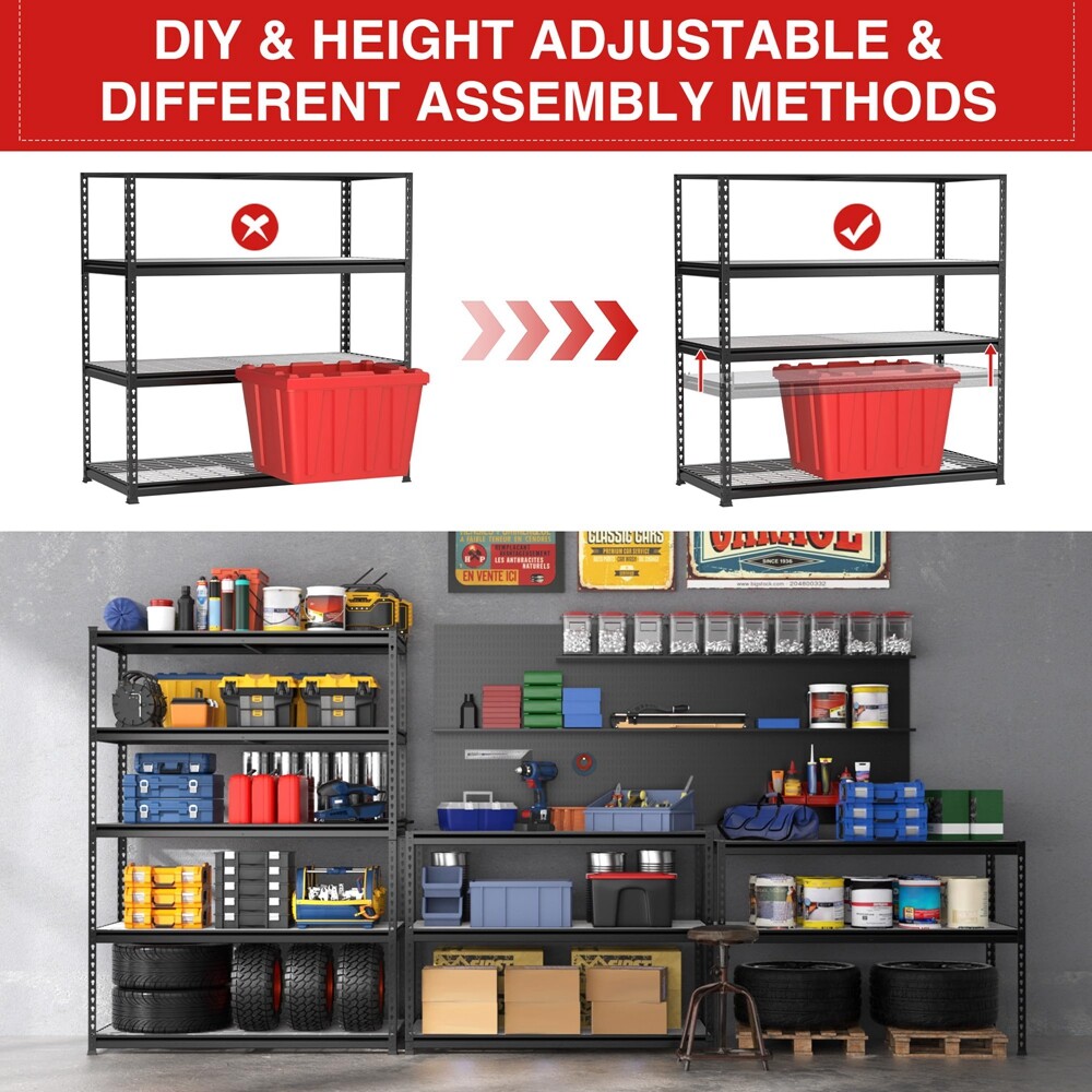 48”Wx 24”Dx72”H Adjustable Heavy Duty Shelving 5Tier Storage Shelves Metal Shelf