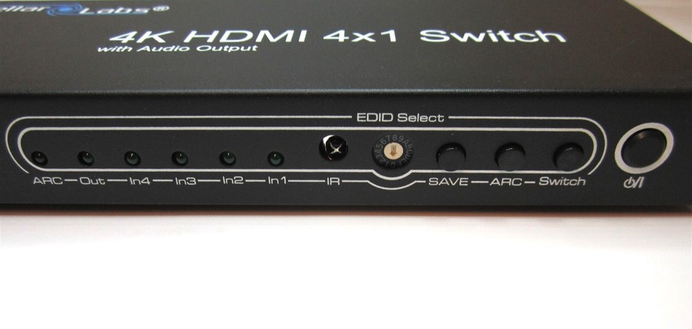 Stellar Labs (33-12772) 4-inputs 1-Output 4K HDMI Switch w/ Optical Audio Output
