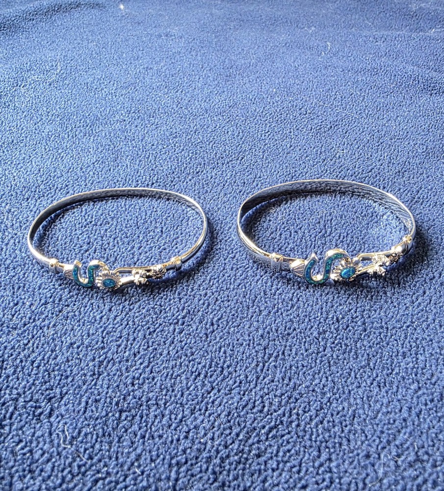 His & Hers Sterling Silver Hook Bracelet Set