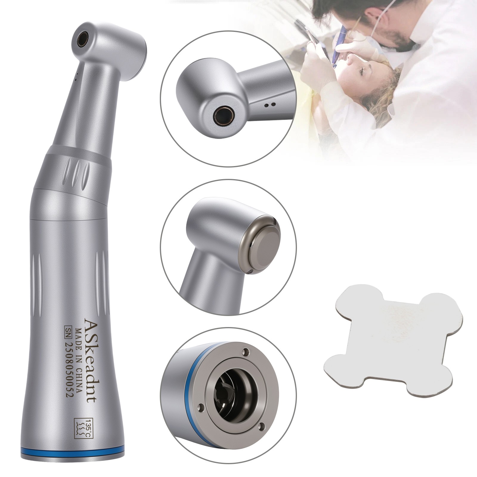 Dental Slow Low Speed Handpiece Push Contra Angle NSK Style Air Motor 4Holes