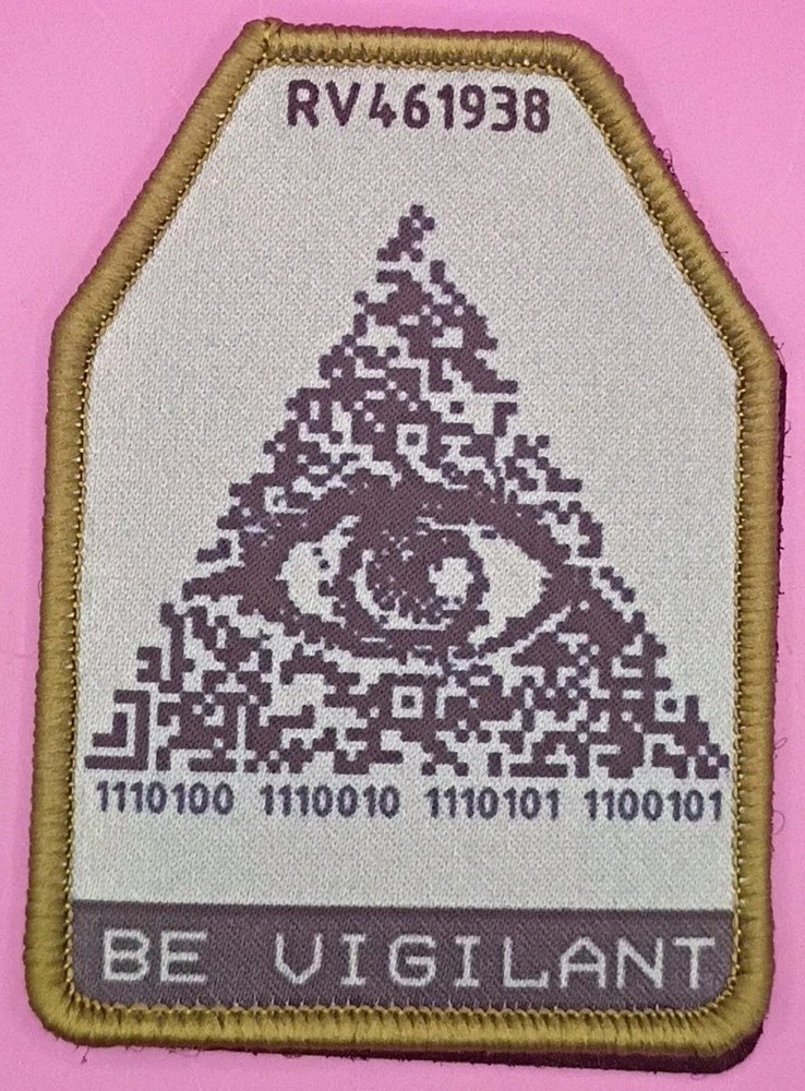 Illuminati Eye Tactical Patch Be Vigilant Binary Code Gray Olive Morale Gear