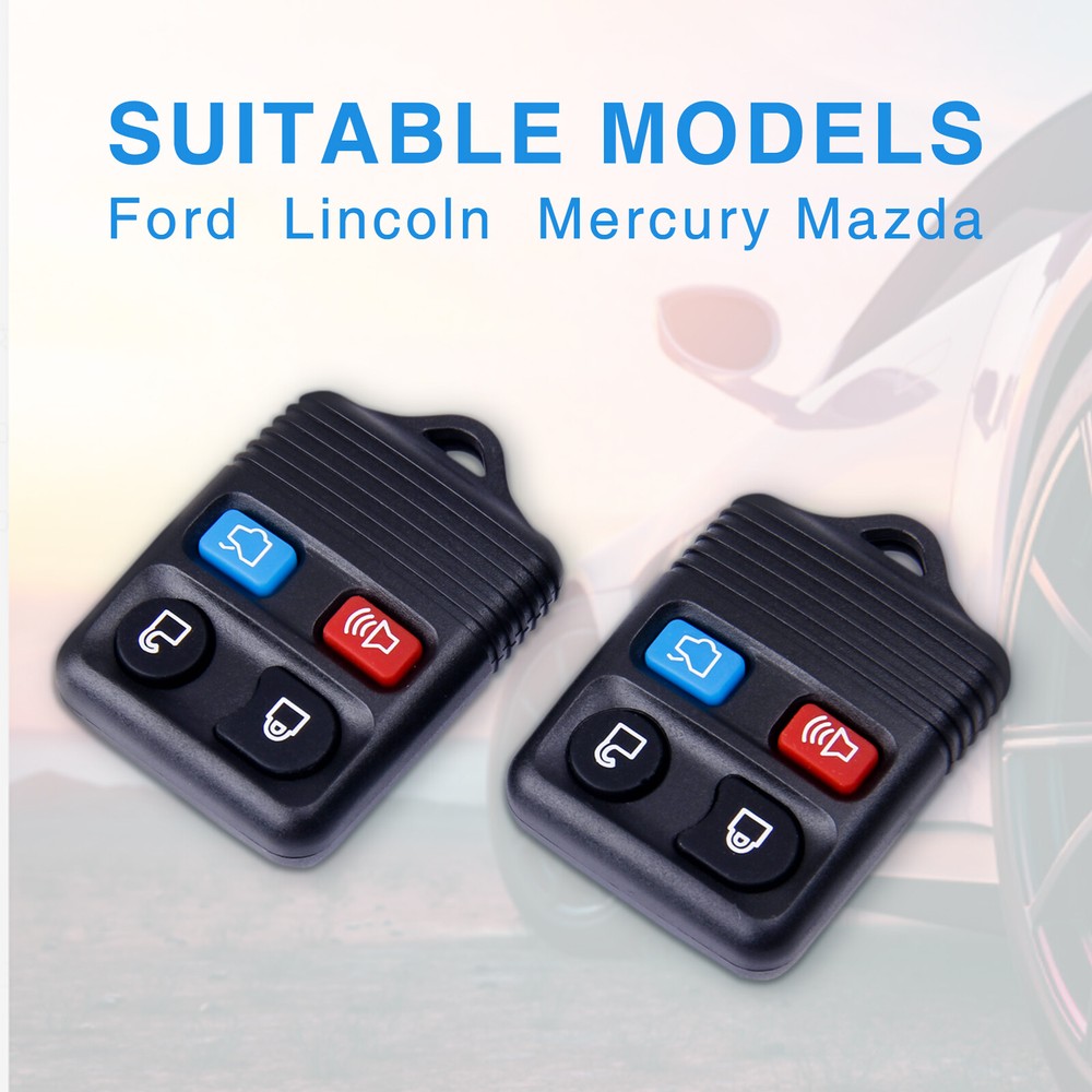 2 Pack Keyless Entry Remote Control Key Fob Transmitter Alarm 4Button For Ford