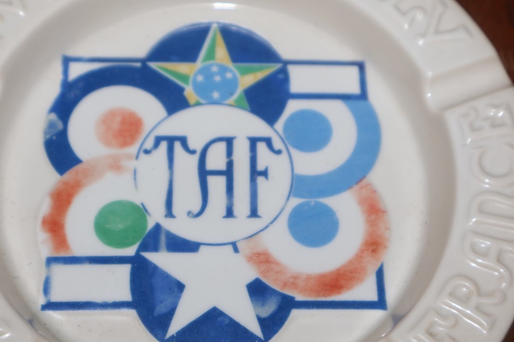Original WWII U.S. AAF & Allied AF "TAF" Tactical Air Force Ceramic Ashtray