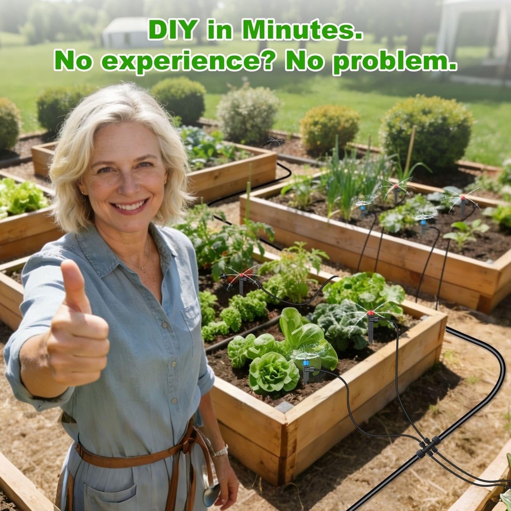 250FT Drip Irrigation System Kit New Quick-Connect, Automatic Garden Watering...