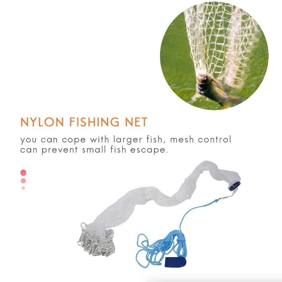6FT Fishing Cast Net Bait Easy Throw Hand Cast Strong Nylon Mesh USA