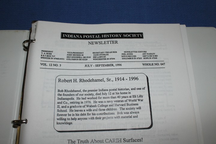 Journal Indiana Postal History Society + Newsletters Many years BlueLakeStamps