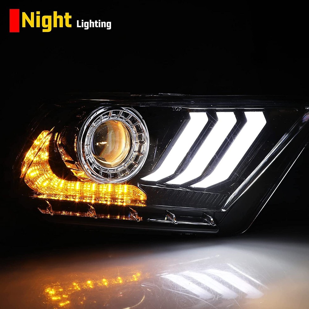 for 2010-2012 Ford Mustang Projector Headlights LED Sequential DRL Front Lamps