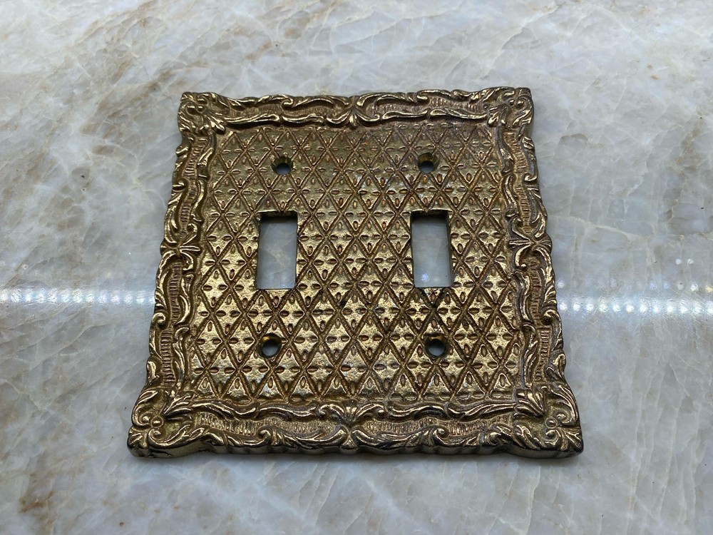 Vintage Brass Double Switch Cover