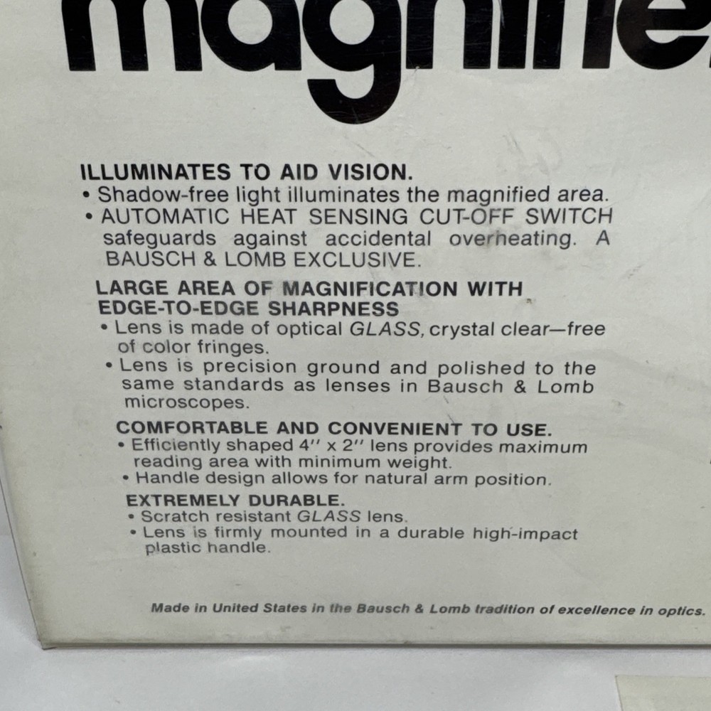 Vintage Bausch & Lomb Illuminated Magnifying Glass Rectangular Light Up, WORKING