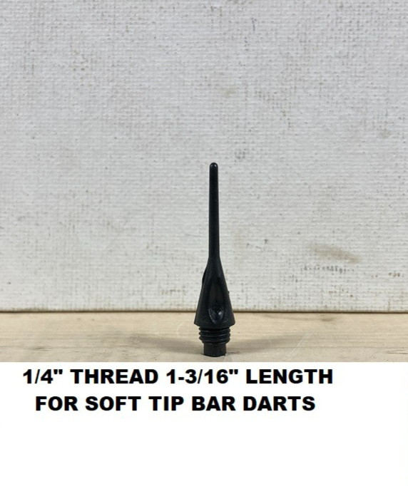 100-Long 1/4" Thread Soft Tip Dart TIPS for Bar Darts