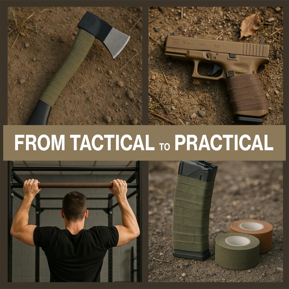 Thunder Tape Tactical Grip – 2 Roll Camo Pack Extra Long, Green / Brown