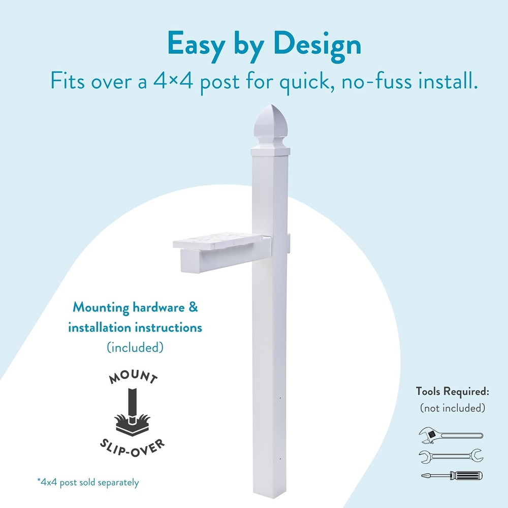 Whitley Plastic Mailbox Post, Compatibility Code A, B, C, WP000WAM, White