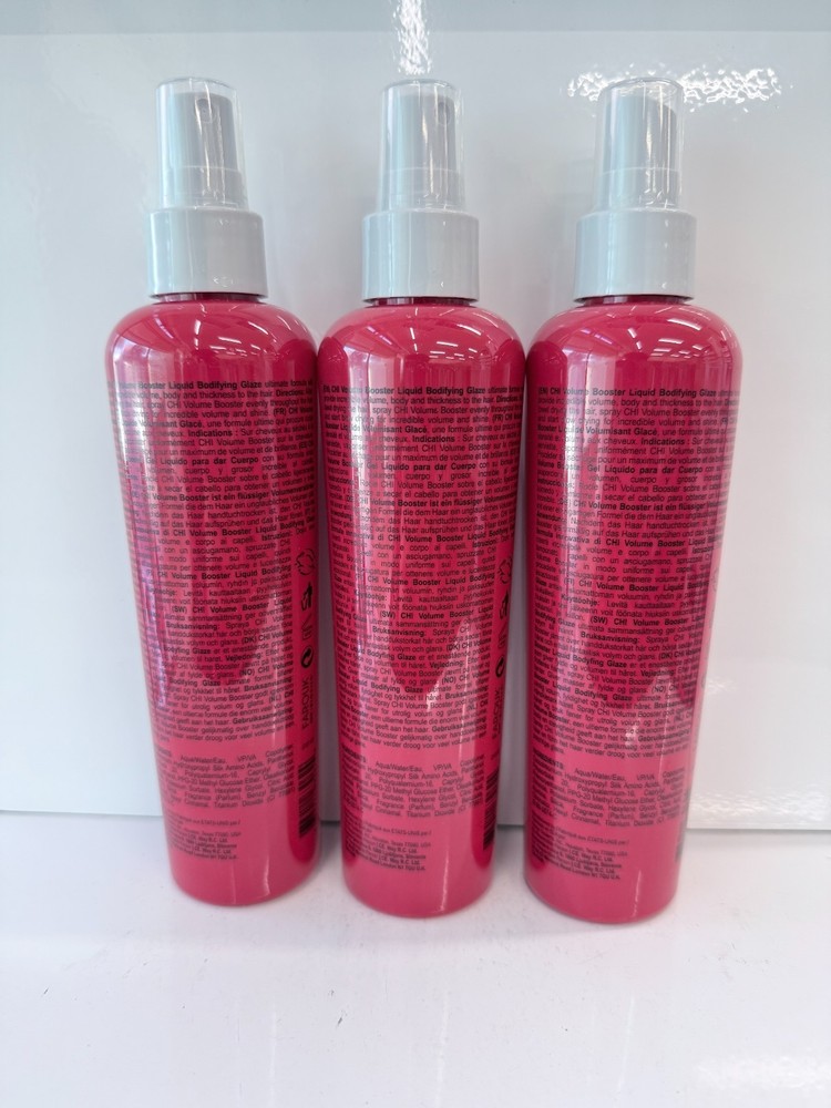 CHI Hair Volume Booster Spray- Liquid Bodifying Glaze - 8 oz - 3pc Bundle