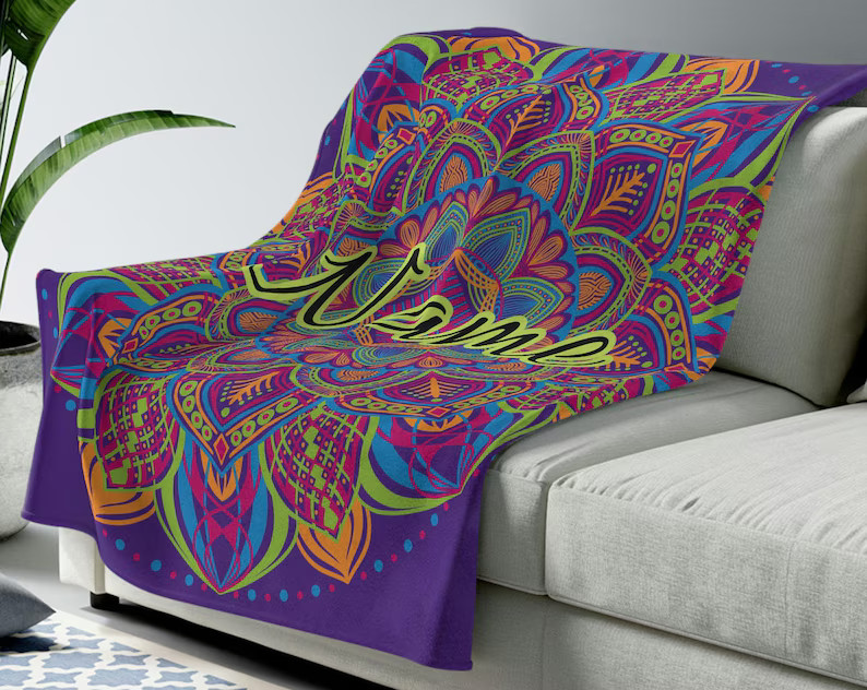 Customized Mandala Blanket Personalized Throw Custom Design Gift Idea