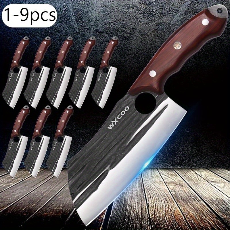 1-9PCS Stainless Steel Knife Sets Unique Handmade Sharp Knives Kitchen Tools