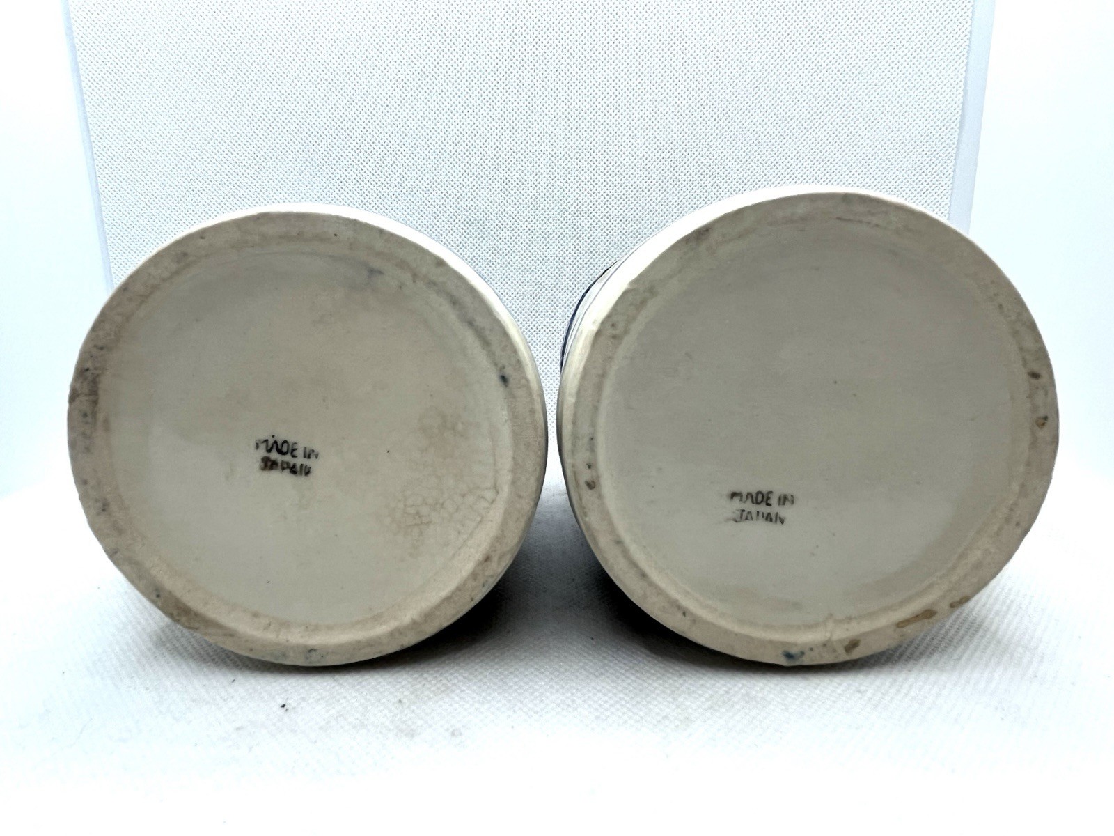 Vintage Ceramic Beer Mugs Cobalt Blue 2 Men In Tavern Scene & Wheat Japan 4”