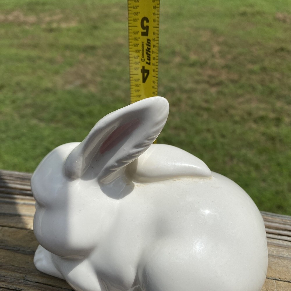 Ceramic White Bunny Rabbit Cotton Ball Dispenser Holder