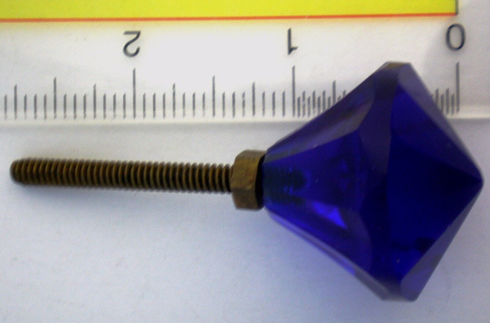 LARGER COBALT GLASS HANDCUT RARE KNOB PULL HANDLE