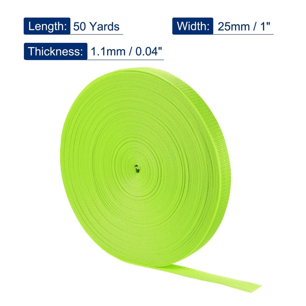 Lightweight Polypropylene Webbing Strap 1" 50 Yards Fluorescent Green Strapping