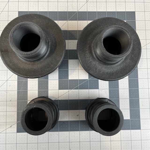 2" Cam Lock (A) x 4" Hose Barb (E) Polypropylene Fittings.