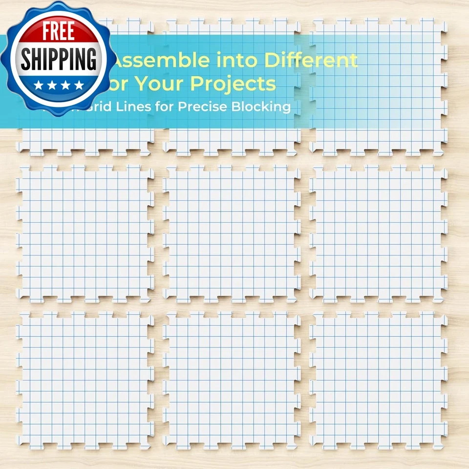 Blocking Mats for Knitting, Extra Thick Knitting Blocking Mat with Grid Lines, 9
