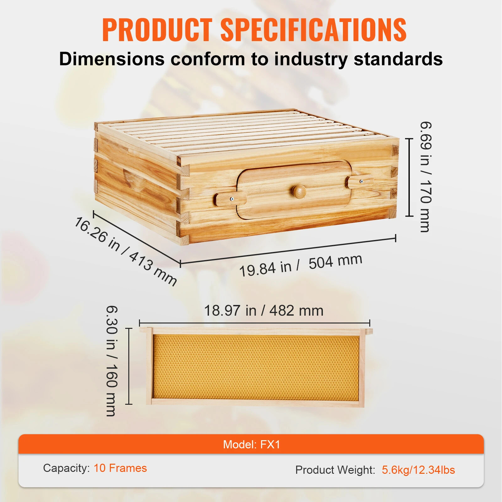 Bee Hive Deep Box Starter Kit 100% Beeswax Coated Natural Cedar Wood Beehive Kit
