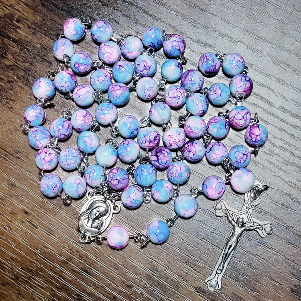 Purple Glass Beads Rosary Necklace – Catholic Holy Center & Crucifix