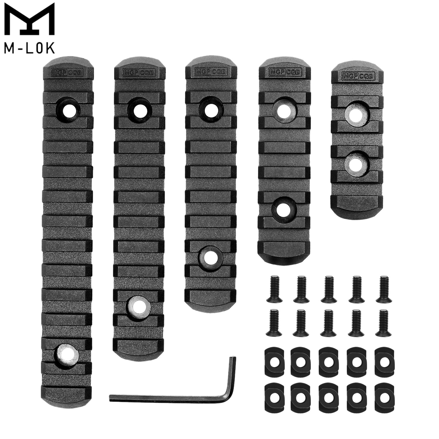 M-LOK Polymer Picatinny Weaver Rail Section Set 5 7 9 11 13 Slot 5PCS 5 Rail Set