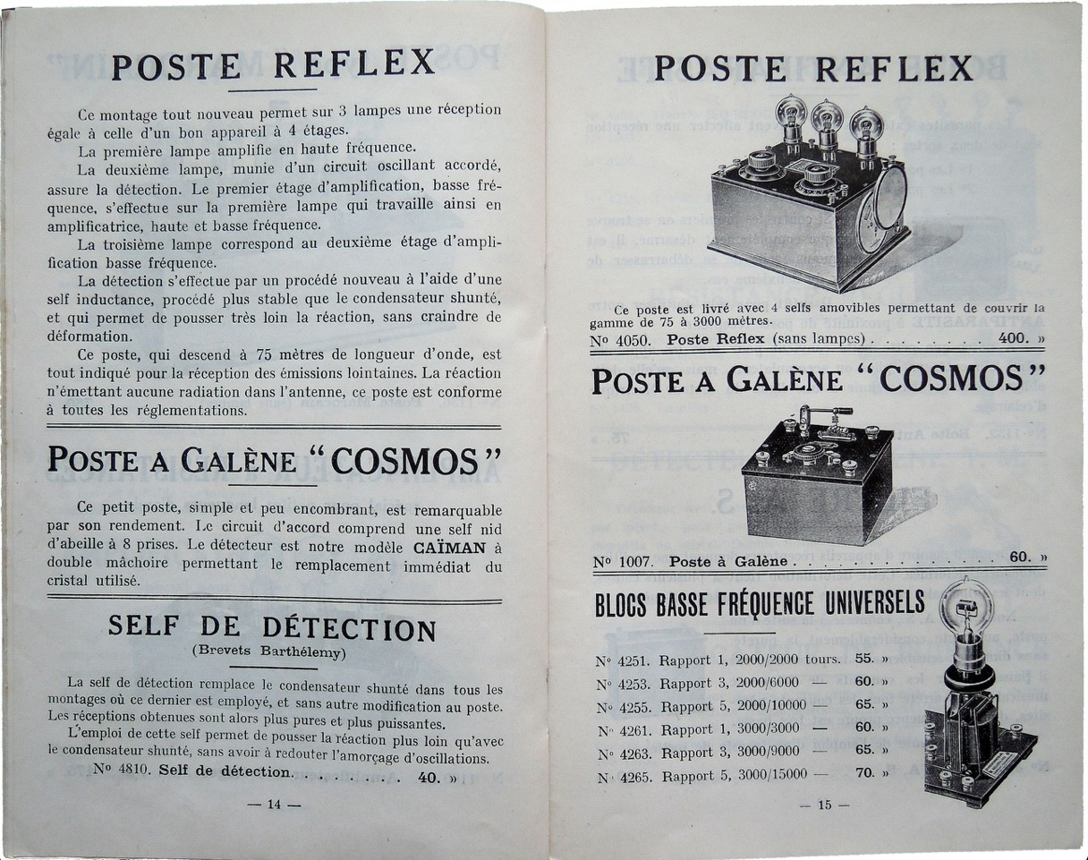 RARE PERICAUD COSMOS #1007 FRENCH CRYSTAL RADIO 1924