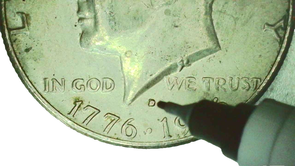 1976D Kennedy Half Dollar Error Coin - Filled "D" Mint Mark Error - 297