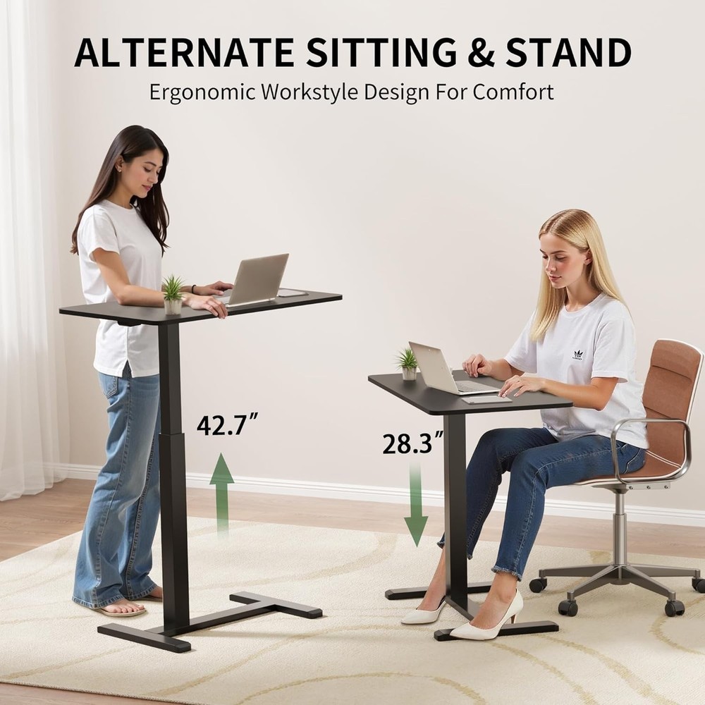 Overbed Bedside Table W/ Hidden Casters,Adjustable for Home Use Bed Table